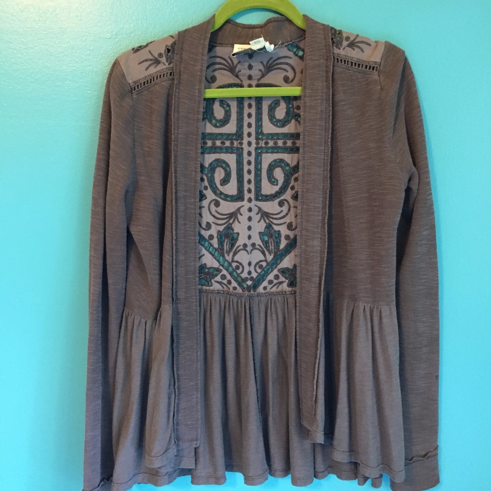 Anthro cutwork cardi